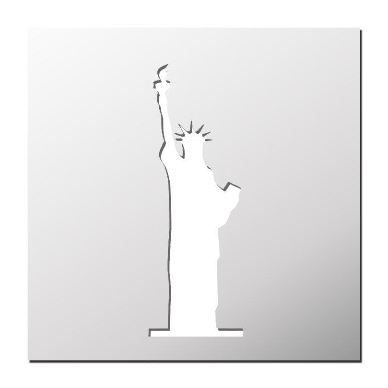 Poster mural, papier peint - Statue de la Liberté et horizon de la ville de New York en noir et blanc, 128x85 cm