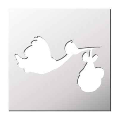 Pochoir Cigogne avec un bébé