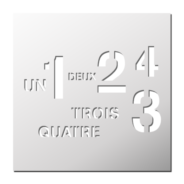 Pochoir Chiffres 1, 2, 3, 4