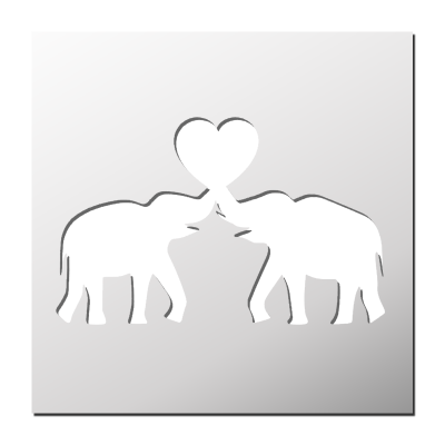 Pochoir Couple Elephants