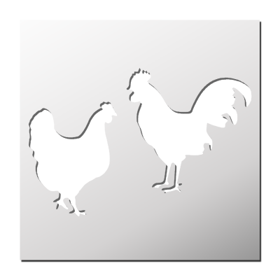 Pochoir Poule & Coq