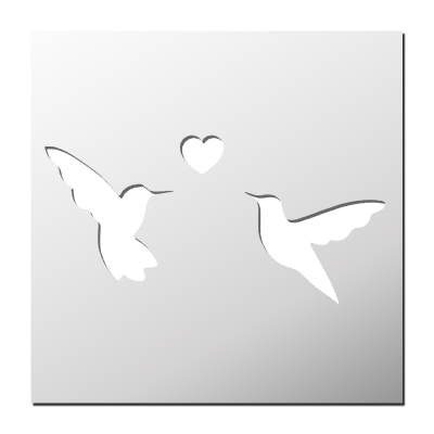 Pochoir Oiseaux Coeur
