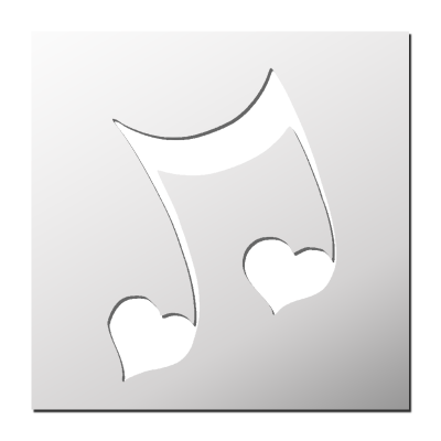 Pochoir Note de Musique Coeur