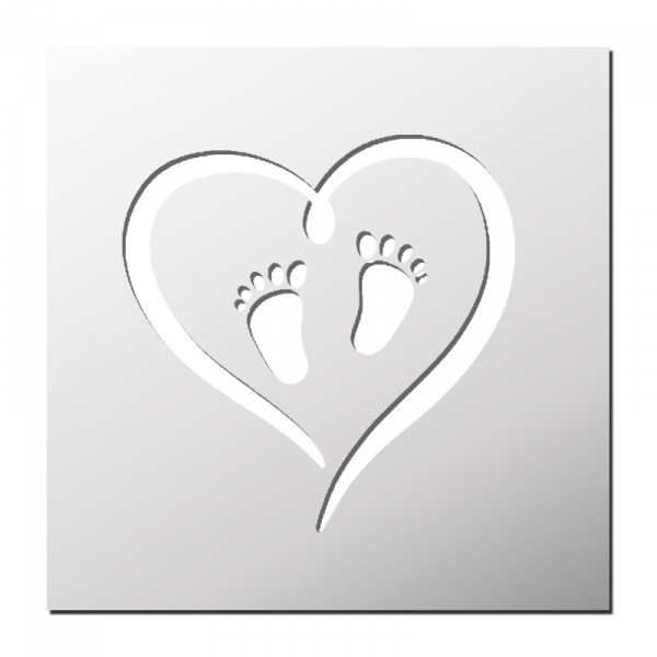Pochoir Empreintes de pas de bébé dans un coeur