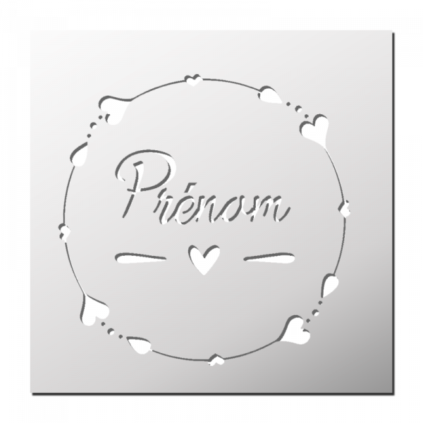 Pochoir Couronne Coeurs avec Prénom