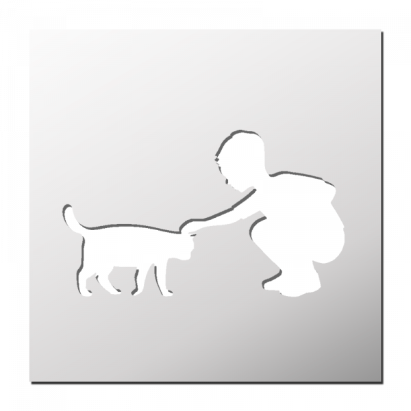 Pochoir Enfant et chat