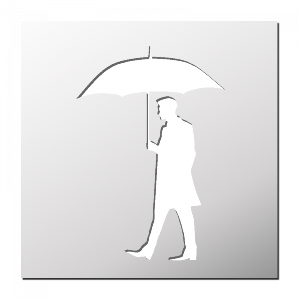 Pochoir Homme sous un parapluie
