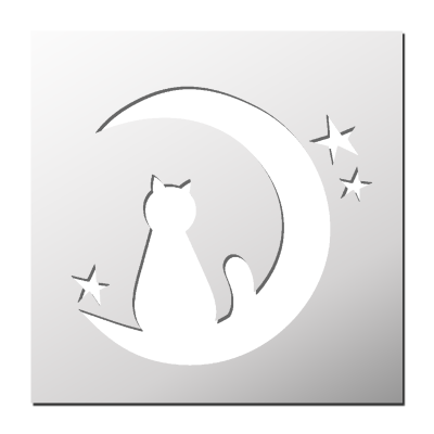 Pochoir Chat Croissant de Lune