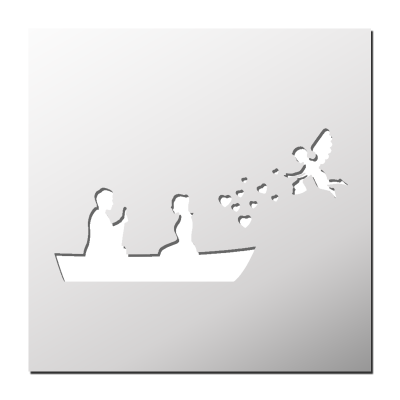 Pochoir Couple Amoureux en Barque