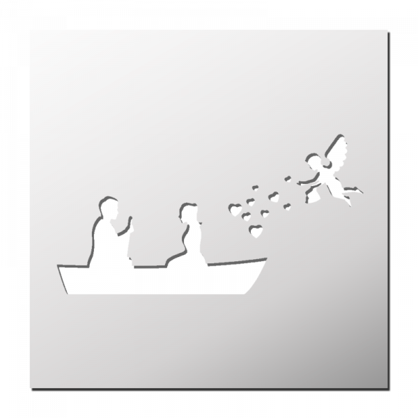 Pochoir Couple Amoureux en Barque