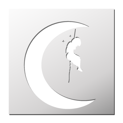 Pochoir Enfant accroché à la Lune