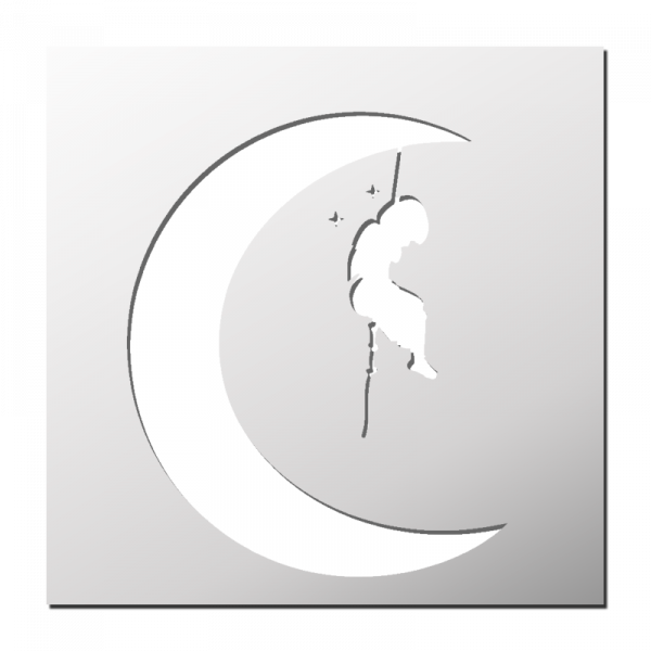 Pochoir Enfant accroché à la Lune