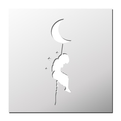 Pochoir Enfant accroché à la Lune