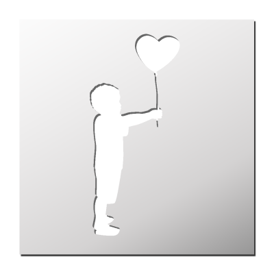 Pochoir Enfant avec Ballon Coeur