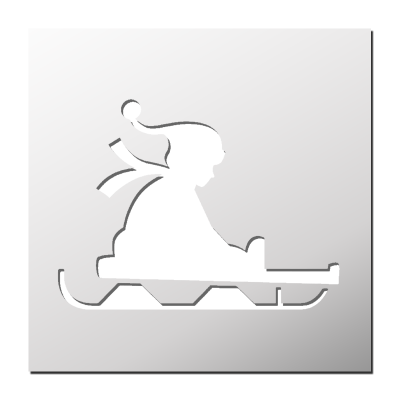 Pochoir Enfant en luge
