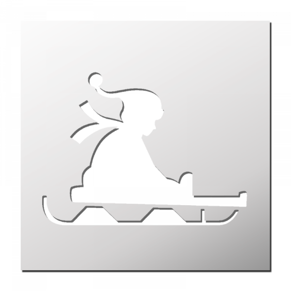 Pochoir Enfant en luge