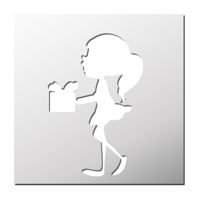 Pochoir Petite Fille avec cadeau