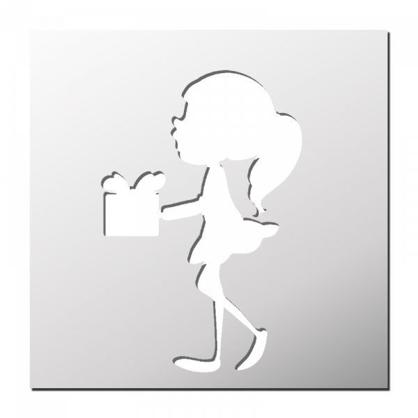 Pochoir Petite Fille avec cadeau