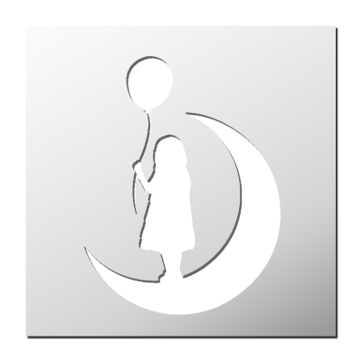 Pochoir Fille Lune Ballon
