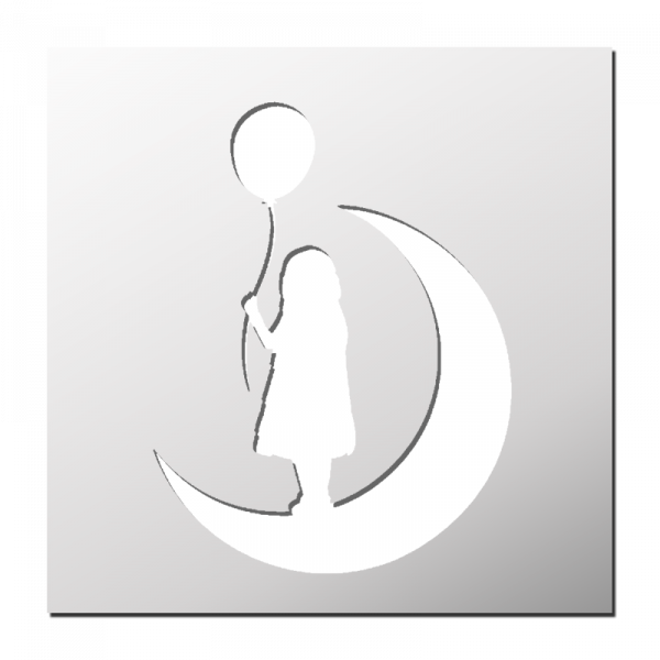 Pochoir Fille Lune Ballon
