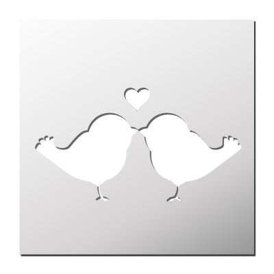 Pochoir Oiseaux Coeur