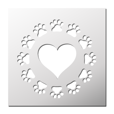 Pochoir Pattes de chiens Coeur
