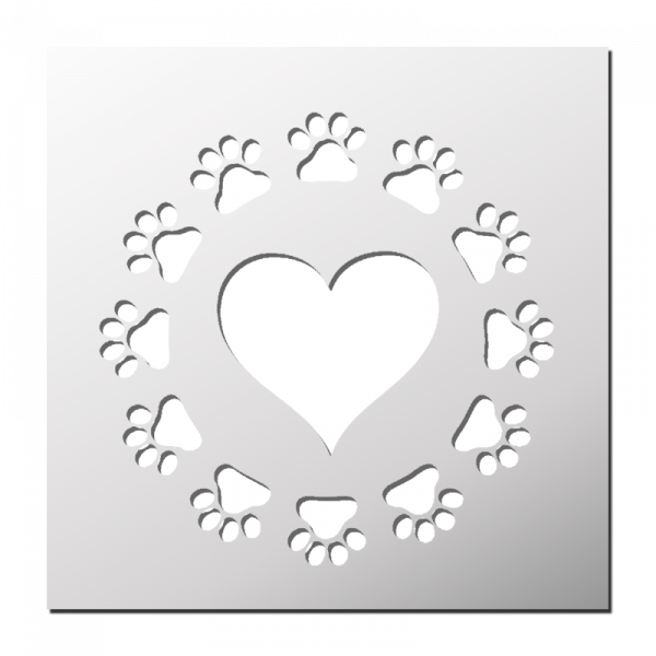Pochoir Pattes de chiens Coeur