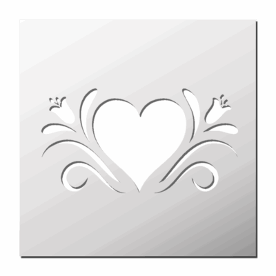 Pochoir Ornement Coeur Fleur