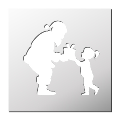 Pochoir Père Noël avec enfant