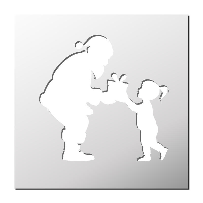 Pochoir Père Noël avec enfant Pochoir Père Noël avec enfant