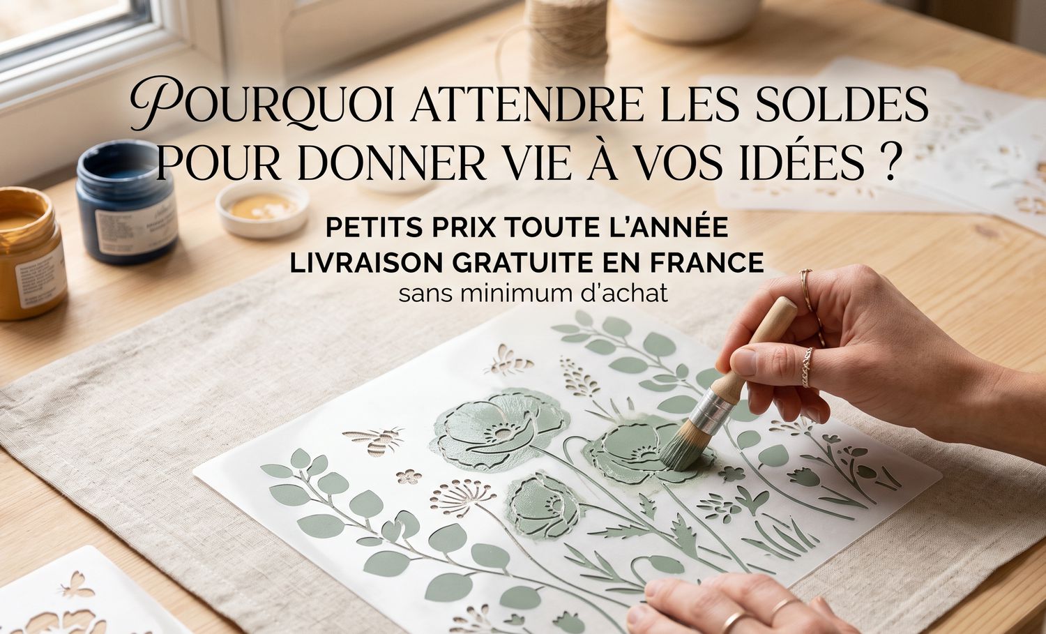 C’est les soldes toute l’année ! pochoir à petits prix, Livraison Gratuite*