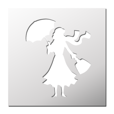Pochoir Femme avec un parapluie