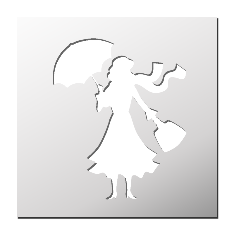 Pochoir Femme avec un parapluie Pochoir Femme avec un parapluie