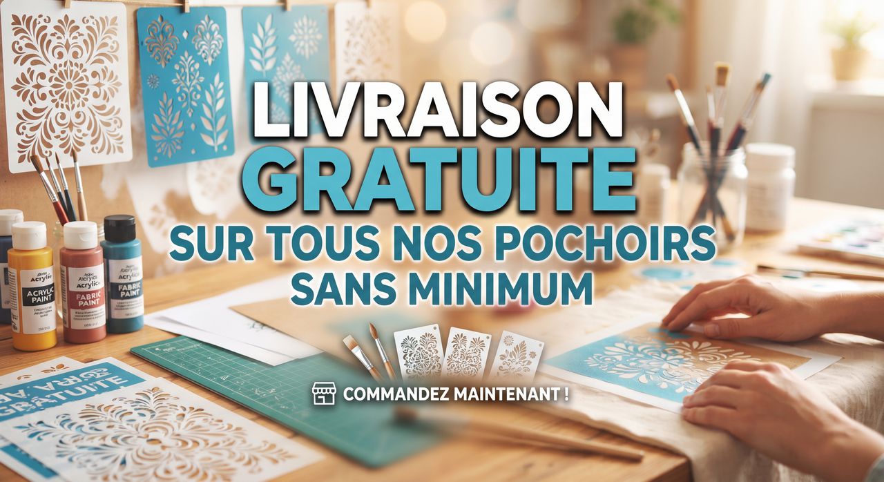 La livraison gratuite sans minimum sur tous nos pochoirs !