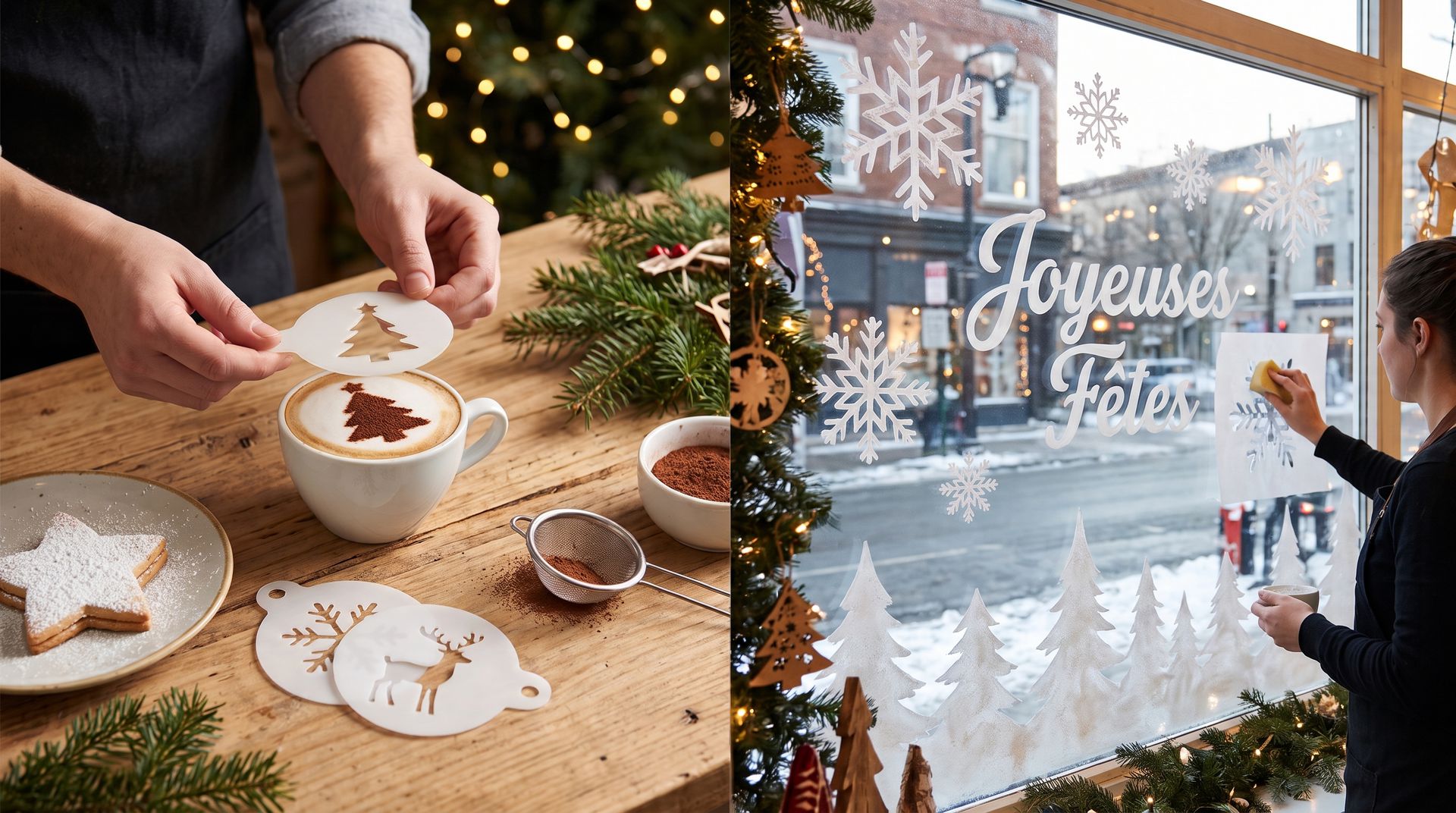 Décoration de Noël au pochoir : sublimez vos vitrines et vos créations festives